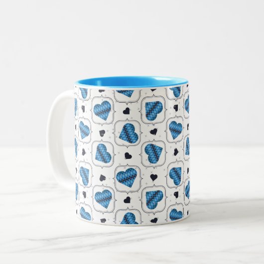 Tasse 2 Couleurs Coeurs bleu foncé Jacquard posh (Devant gauche)