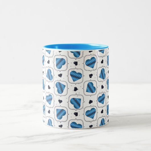 Tasse 2 Couleurs Coeurs bleu foncé Jacquard posh (Centre)