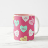 Tasse 2 Couleurs Coeurs bonbons de Saint-Valentin classiques (Devant droit)