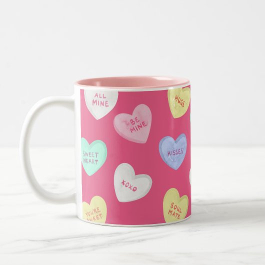 Tasse 2 Couleurs Coeurs bonbons de Saint-Valentin classiques (Gauche)