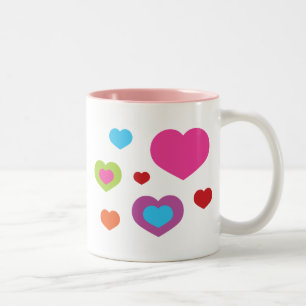 Tasse 2 Couleurs Coeurs colorés