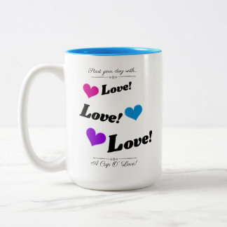 Tasse 2 Couleurs Coeurs colorés Aimer et rire