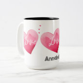 Tasse 2 Couleurs Coeurs d'amour en rose pour la Saint-Valentin (Devant gauche)