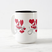 Tasse 2 Couleurs Coeurs d'amour rouges (Devant gauche)