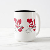 Tasse 2 Couleurs Coeurs d'amour rouges (Devant droit)