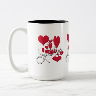 Tasse 2 Couleurs Coeurs d'amour rouges