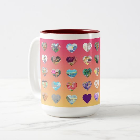 Tasse 2 Couleurs Coeurs d'aquarelle rose (Devant gauche)