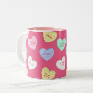 Tasse 2 Couleurs Cœurs de bonbons classiques de la Saint-Valentin