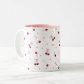 Tasse 2 Couleurs Coeurs de cerises de Bows Roses (Devant gauche)
