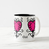 Tasse 2 Couleurs Coeurs de fille (Devant droit)