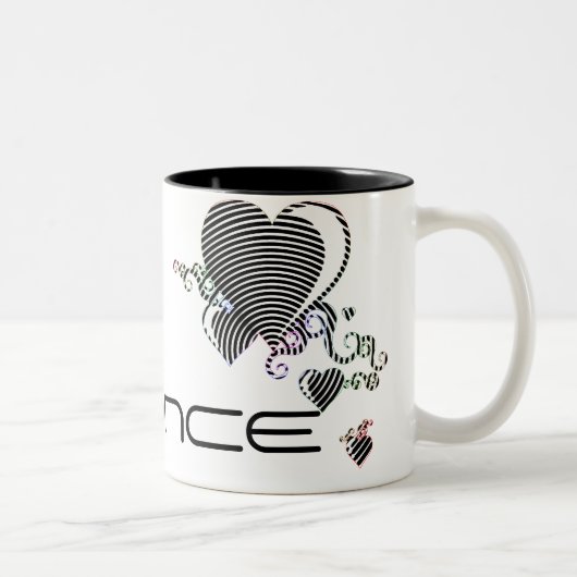 Tasse 2 Couleurs coeurs de gribouillis. transe (Droit)