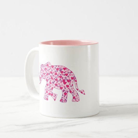 Tasse 2 Couleurs Coeurs d'éléphant rose et pourpre (Devant gauche)