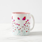 Tasse 2 Couleurs Coeurs et papillons Valentine Love (Devant droit)