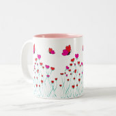 Tasse 2 Couleurs Coeurs et papillons Valentine Love (Devant gauche)