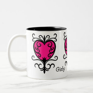 Tasse 2 Couleurs Coeurs Girly de fille