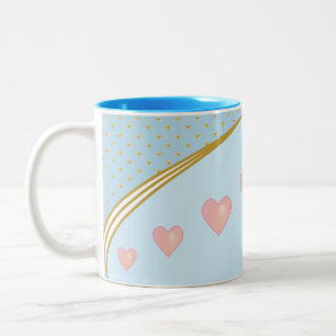 Tasse 2 Couleurs Coeurs & Gold Confetti sur bleu clair