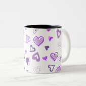 Tasse 2 Couleurs Coeurs pourpres (Devant droit)