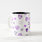 Tasse 2 Couleurs Coeurs pourpres (Devant gauche)