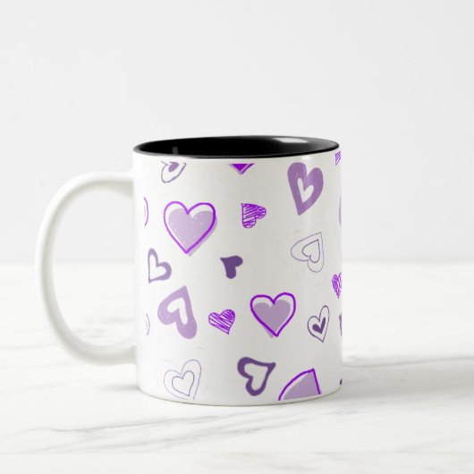 Tasse 2 Couleurs Coeurs pourpres (Gauche)
