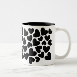 Tasse 2 Couleurs Coeurs Puffy Noirs