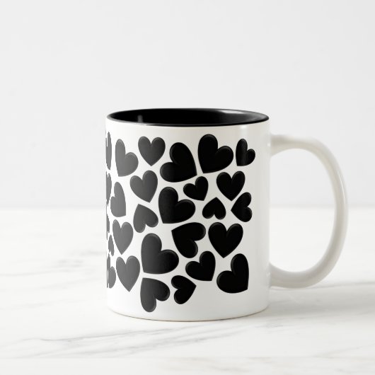 Tasse 2 Couleurs Coeurs Puffy Noirs (Droit)