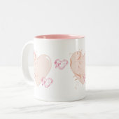 Tasse 2 Couleurs Coeurs rose et rose (Devant gauche)