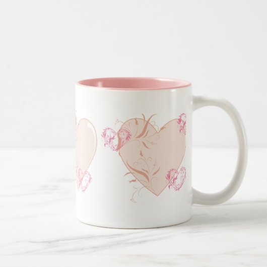 Tasse 2 Couleurs Coeurs rose et rose (Droit)