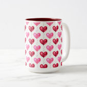Tasse 2 Couleurs Coeurs rose et rouge Saint Valentin Amour (Devant droit)