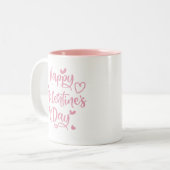 Tasse 2 Couleurs Coeurs roses Heureuses Saintes-Valentin (Devant gauche)