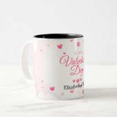 Tasse 2 Couleurs Cœurs roses Joyeuse Saint-Valentin (Devant gauche)