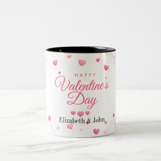 Tasse 2 Couleurs Cœurs roses Joyeuse Saint-Valentin (Centre)