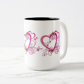 Tasse 2 Couleurs Coeurs roses liés (Devant droit)