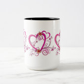 Tasse 2 Couleurs Coeurs roses liés (Centre)