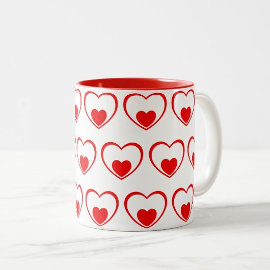 Tasse 2 Couleurs Coeurs rouges (Devant droit)