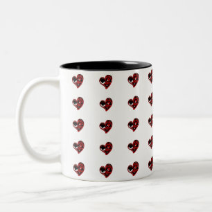 Tasse 2 Couleurs Coeurs rouges Abstraits, funky, décalés