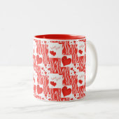 Tasse 2 Couleurs Coeurs rouges, amour. (Devant droit)