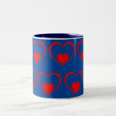 Tasse 2 Couleurs Coeurs rouges bleu foncé (Centre)