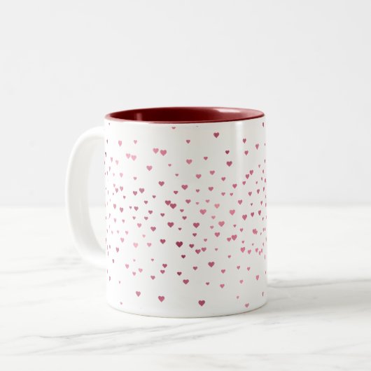 Tasse 2 Couleurs Coeurs rouges Confetti (Devant gauche)