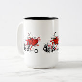 Tasse 2 Couleurs Coeurs rouges flottants (Devant gauche)