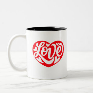 Tasse 2 Couleurs Coeurs rouges pour l'amour