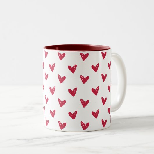 Tasse 2 Couleurs Coeurs rouges, Saint Valentin (Devant droit)