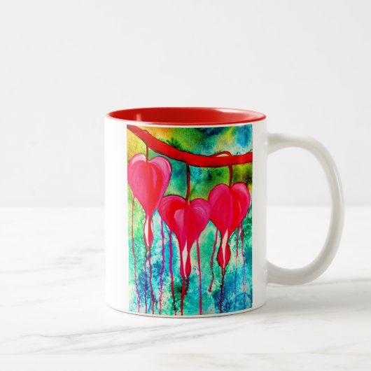 Tasse 2 Couleurs Coeurs saignants Aquarelle abstraite (Droit)