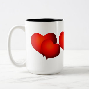 Tasse 2 Couleurs Coeurs satinés rouges