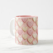 Tasse 2 Couleurs Coeurs texturés Jour des Valentines roses (Devant gauche)
