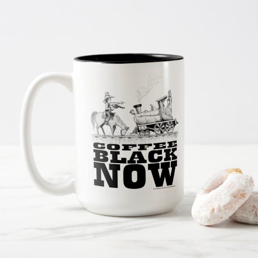 Tasse 2 Couleurs Coffee Black Train Robbery Drawing (Avec donut)