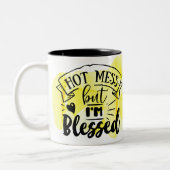 Tasse 2 Couleurs Coffee Coffee Mess Hot Mess Mais je suis béni (Gauche)