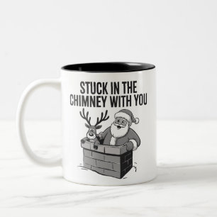 Tasse 2 Couleurs Coincé Dans La Cheminée Avec Vous Drôle De Renne D