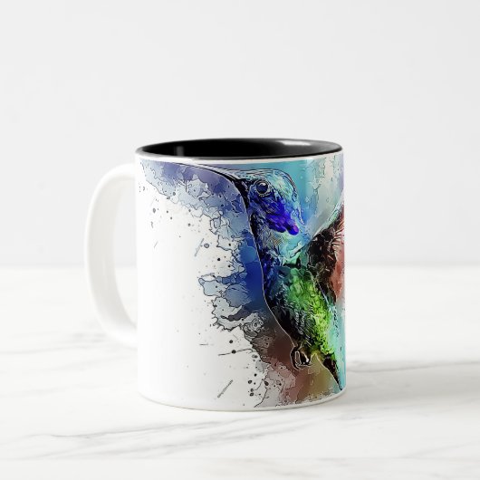 Tasse 2 Couleurs Colibri d'aquarelle (Devant gauche)