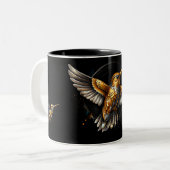 Tasse 2 Couleurs Colibri d'or mignon sur noir (Devant gauche)