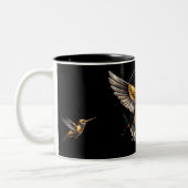 Tasse 2 Couleurs Colibri d'or mignon sur noir (Gauche)